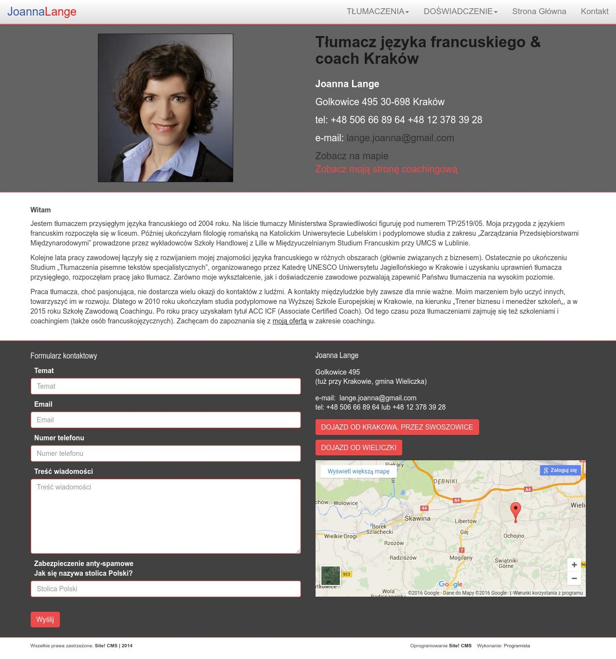 Strona www dla tłumaczki