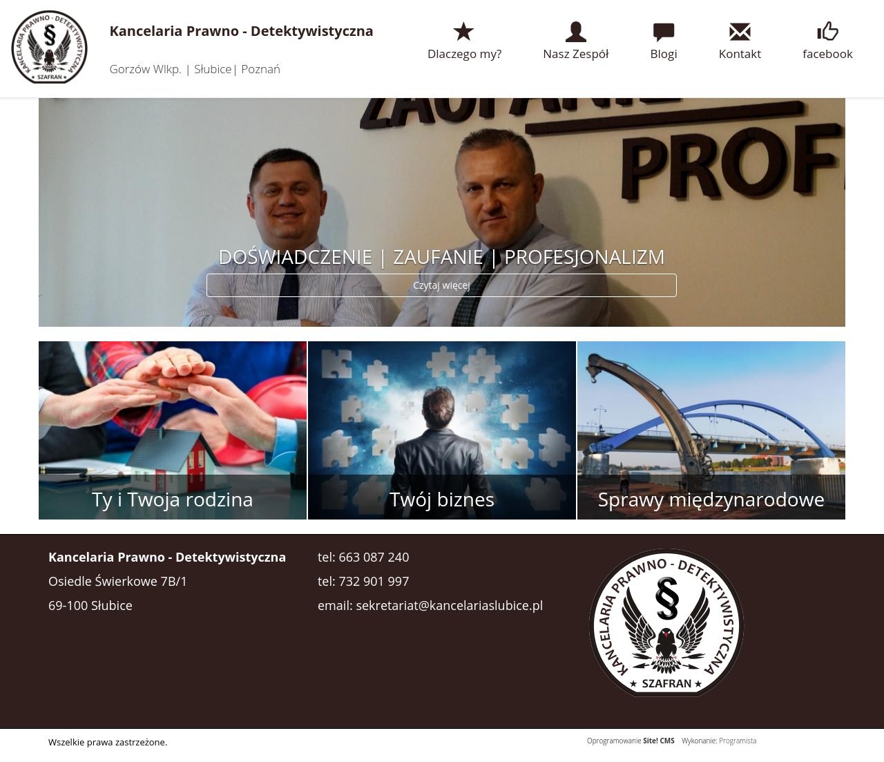 Strona www dla kancelarii prawno-detektywistycznej