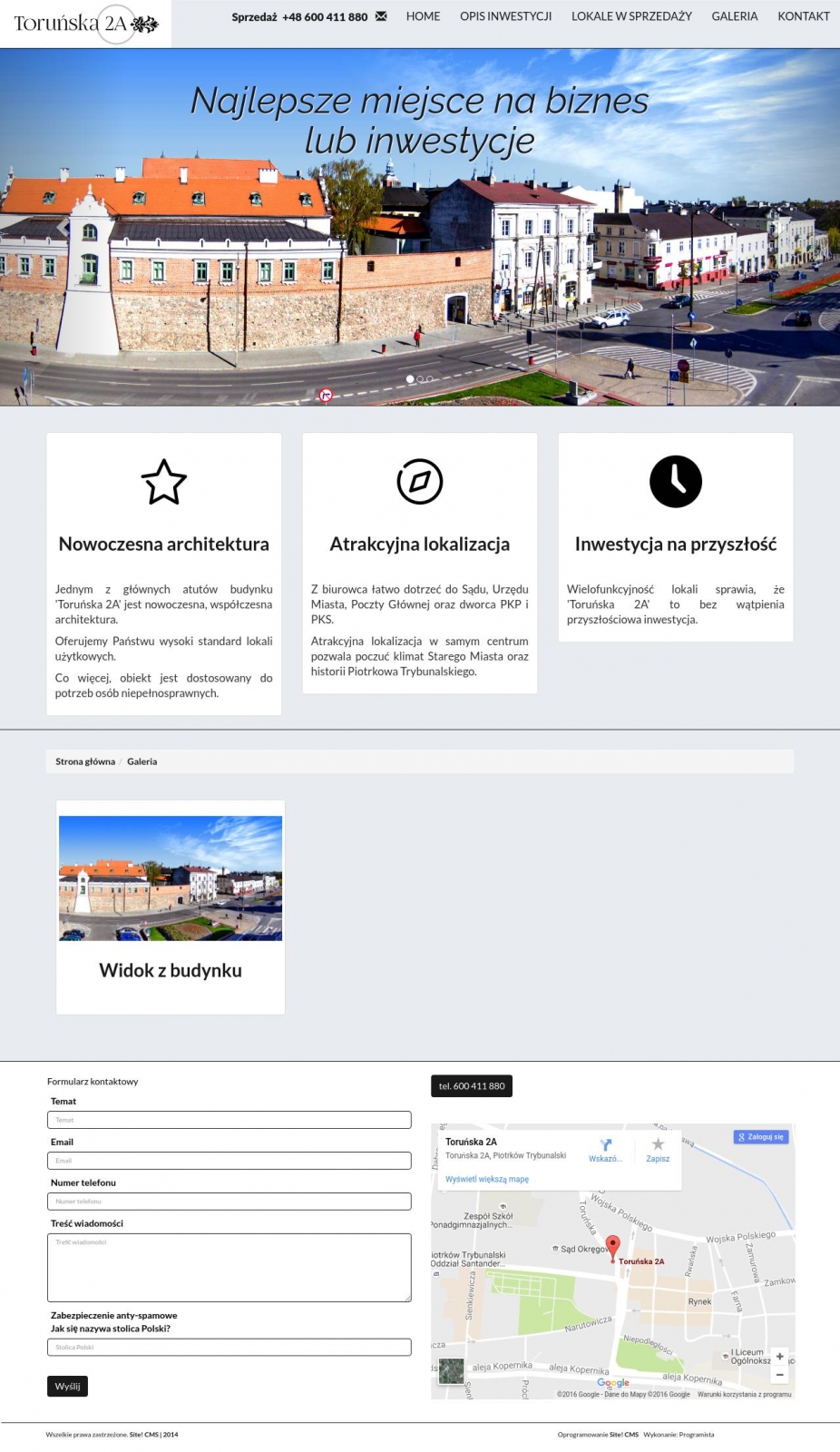 Strona www budynku z lokalami do sprzedaży