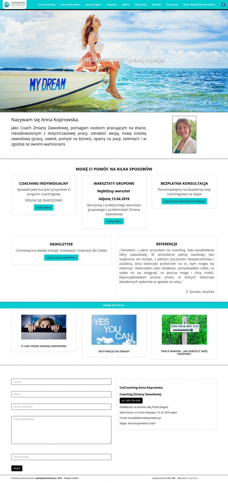 Strona www dla coacha kariery