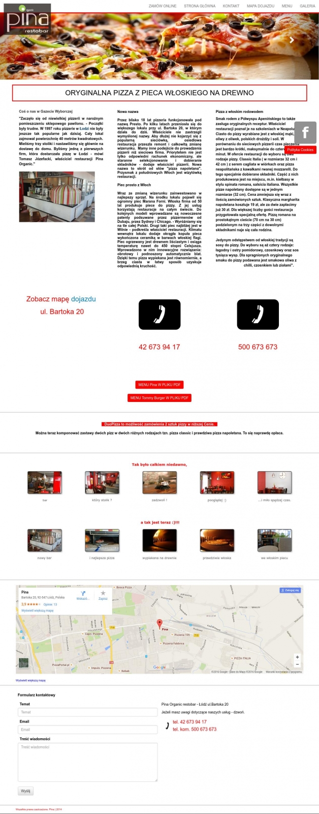 Strona www dla pizzerii wraz z systemem zamówień