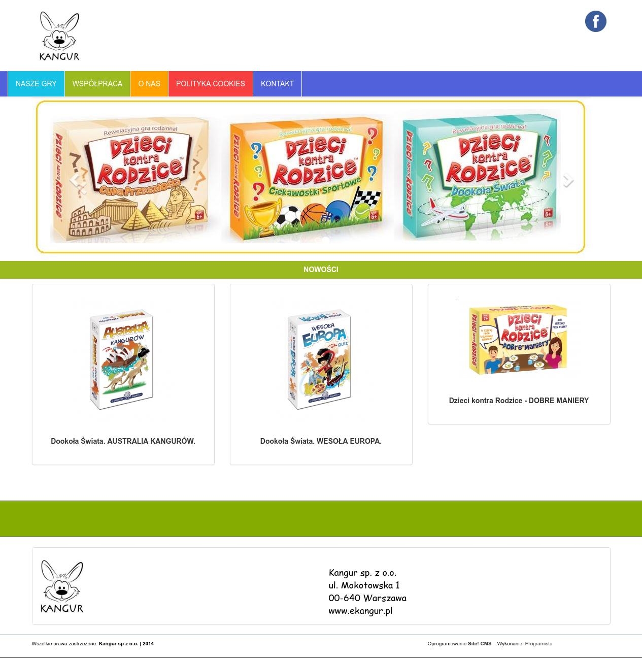 Strona www z katalogiem produktów