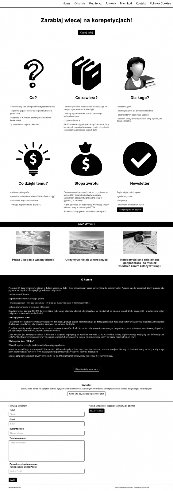 Strona www z możliwością sprzedaży treści cyfrowych